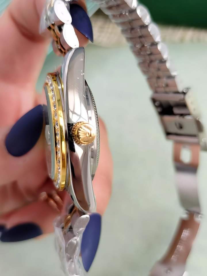 ساعتين Rolex Datejust Couple لون سيلفر_جولد مينا ابيض