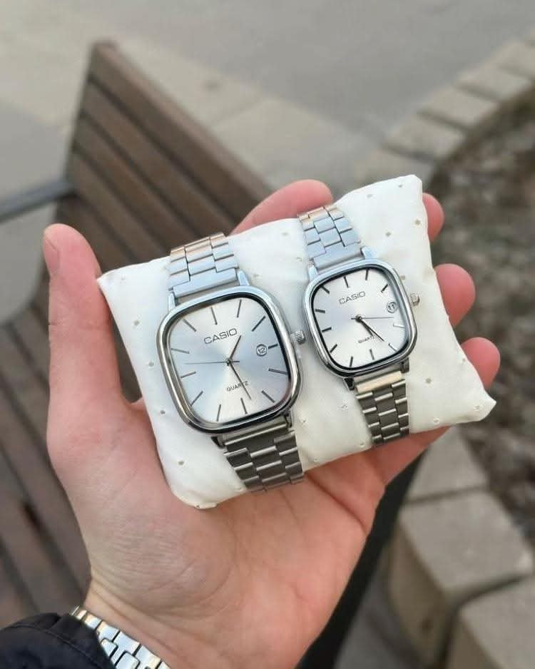 ساعتين Casio Old Money Couple سيلفر ميناء بيضا 