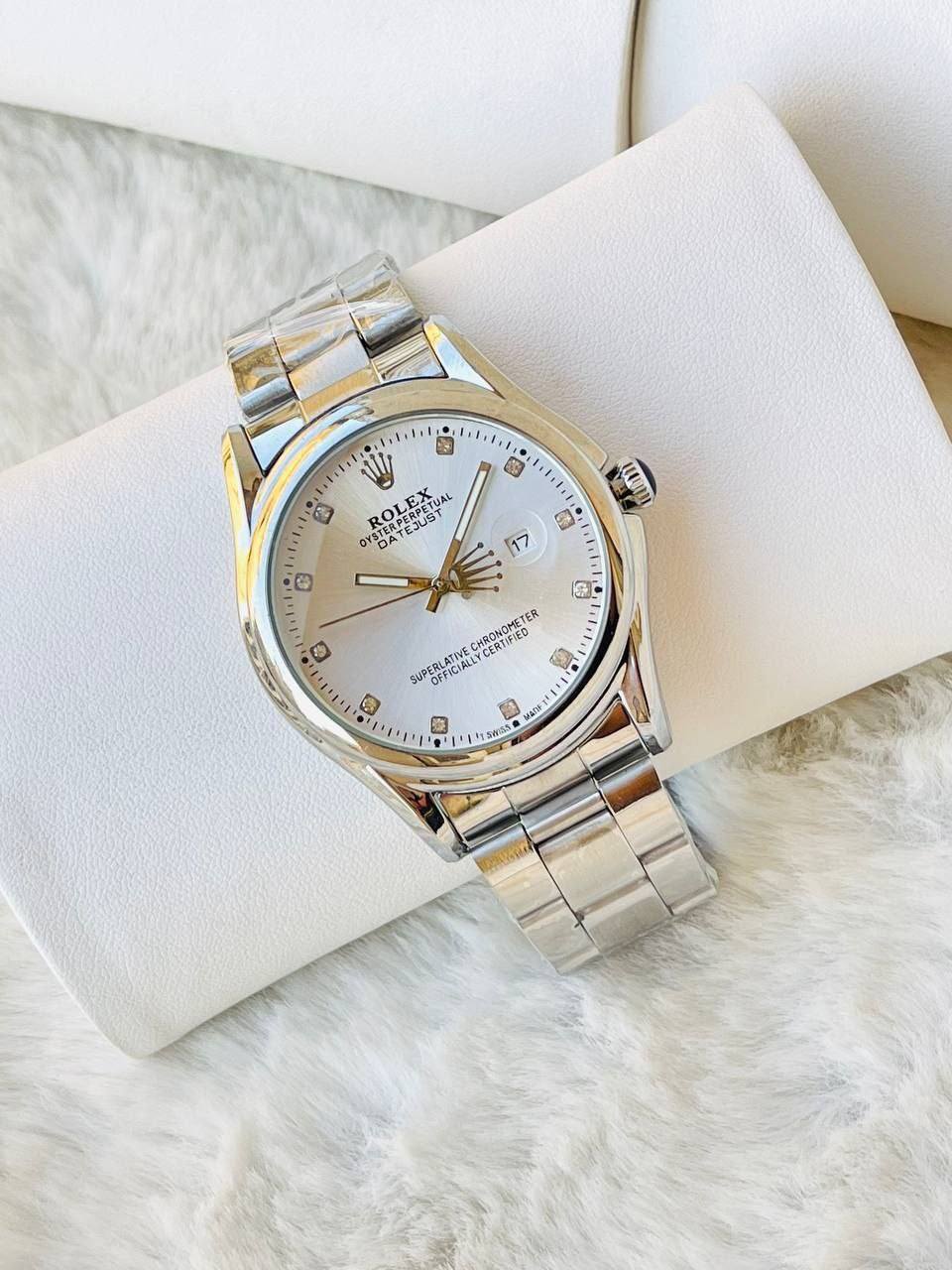 ساعة Rolex Metal Watch – Logo Hands Design لون_سيلفر ميناء سيلفر واسود