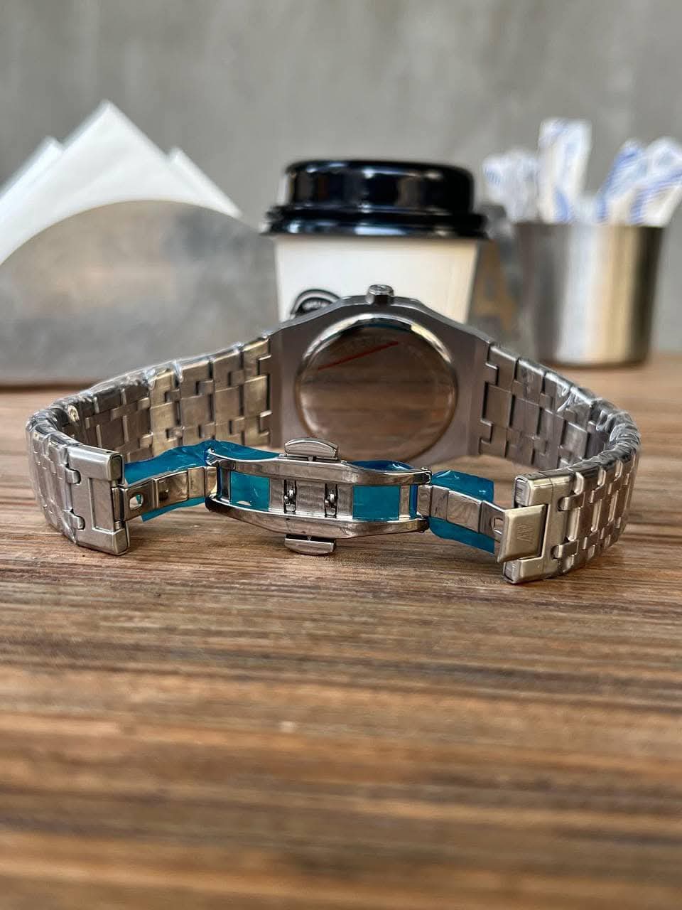 ساعة Patek Philippe_Date Display سيلفر ميناء اسود وابيض