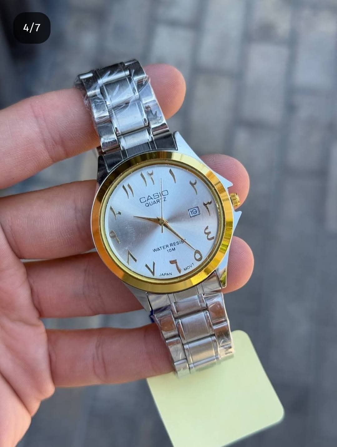 ساعة Casio Men’s Watch – Arabic Numerals  لون سيلفر_مطعم ميناء سيلفر _اسود_جولد