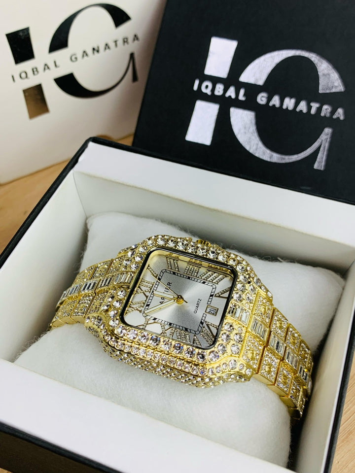 ساعة Cartier Gold Full Stones ستراس بالكامل