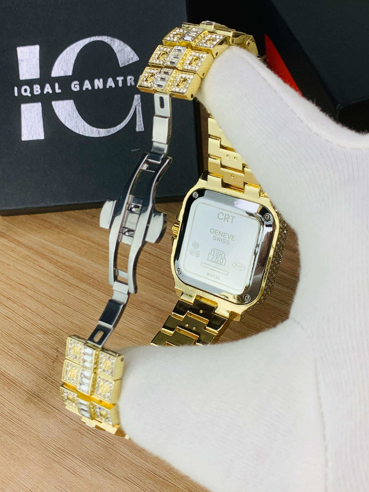 ساعة Cartier Gold Full Stones ستراس بالكامل