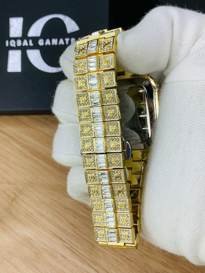 ساعة Cartier Gold Full Stones ستراس بالكامل