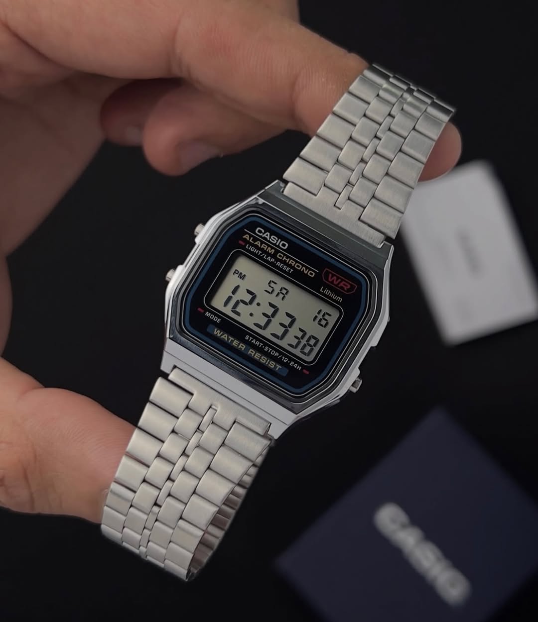 ساعة Casio Digital Waterproof رقمية ضد الماء لون سيلفر 