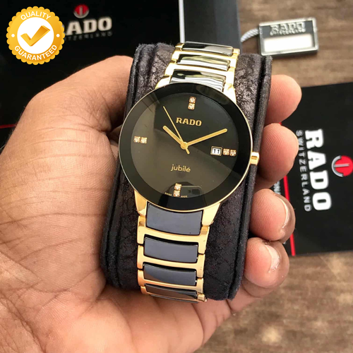ساعة Rado Black & Gold Classic لون اسود مطعم دهبي