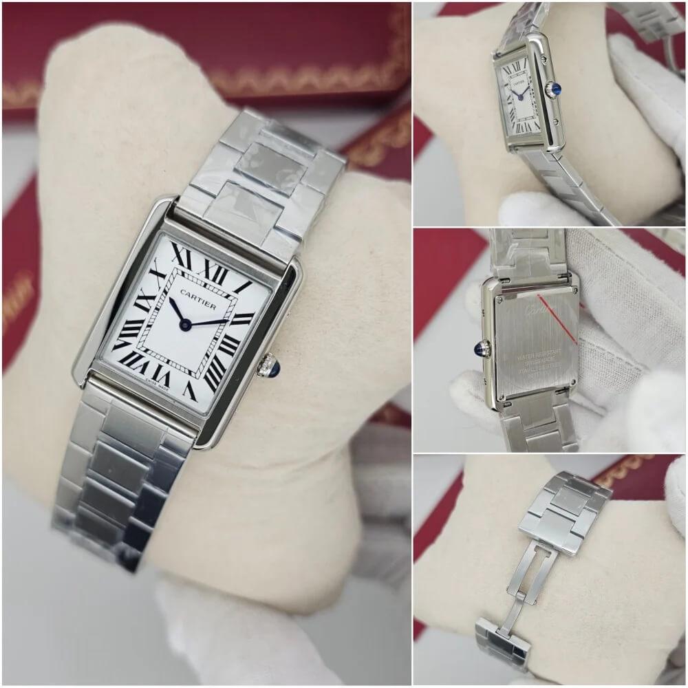 ساعة Cartier Classic Elegant Men’s Watch لون سيلفر ميناء بيضاء