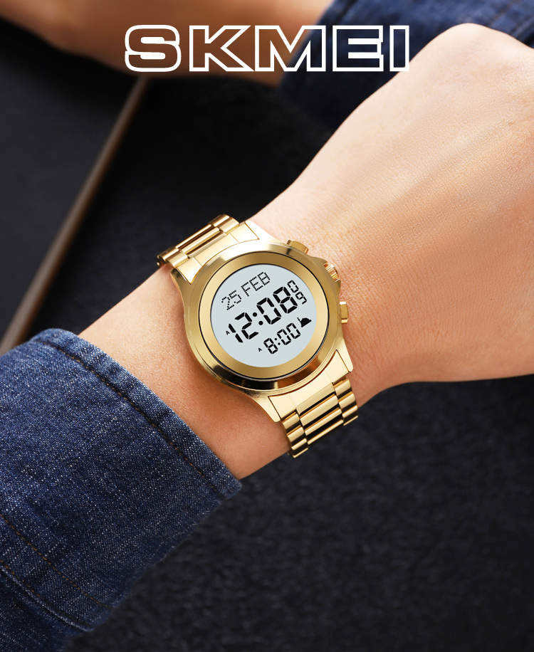 ساعة SKMEI Original Prayer Times Watch – Gold Round Dial