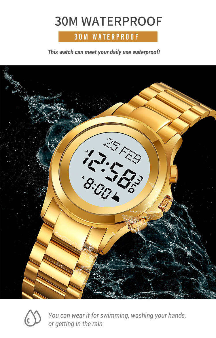 ساعة SKMEI Original Prayer Times Watch – Gold Round Dial