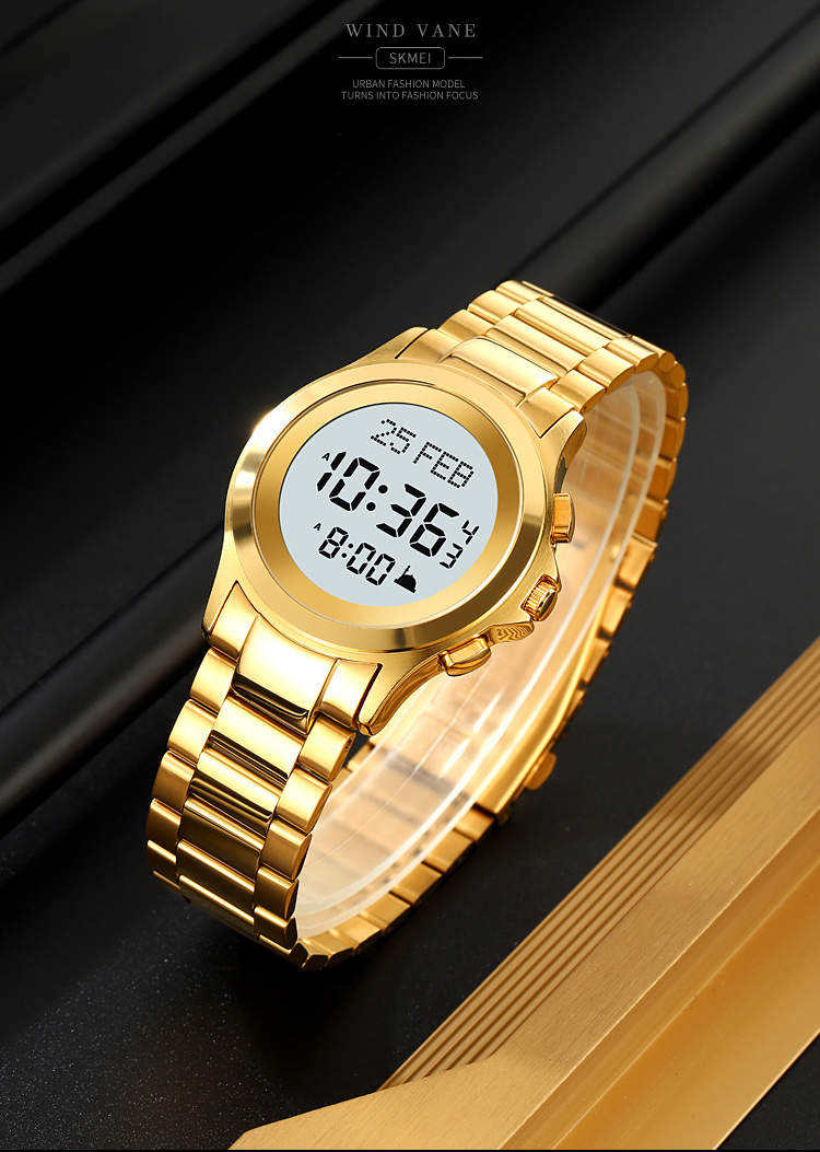 ساعة SKMEI Original Prayer Times Watch – Gold Round Dial