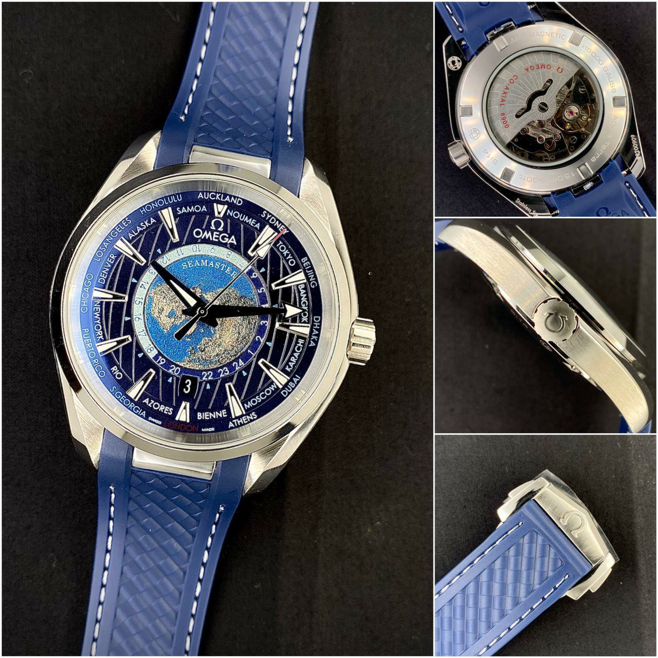ساعة Omega Seamaster Aqua Terra Worldtimer – Blue Rubber Strap 