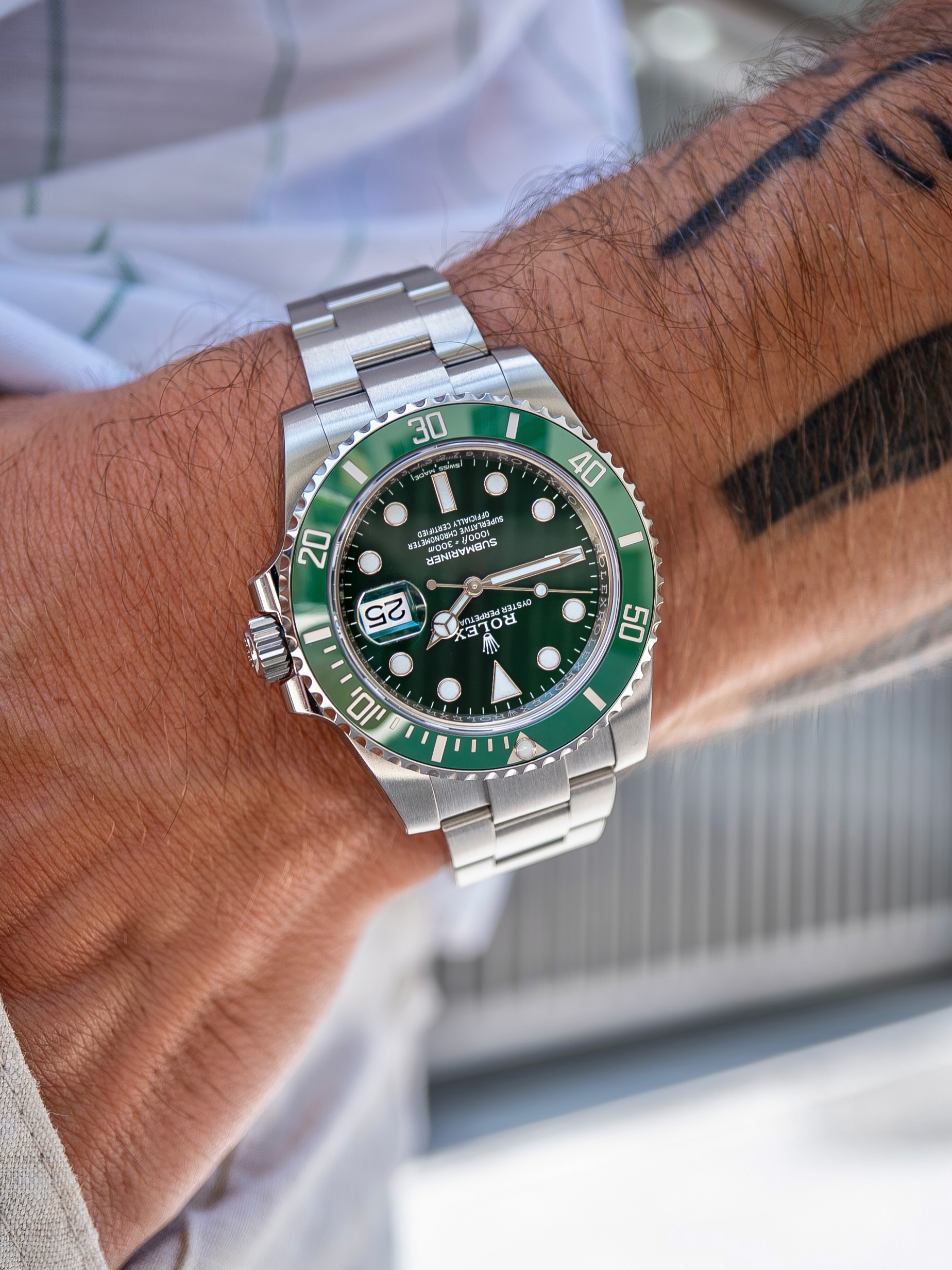 ساعة Rolex Submariner Silver Watch – Green Dial with Date
